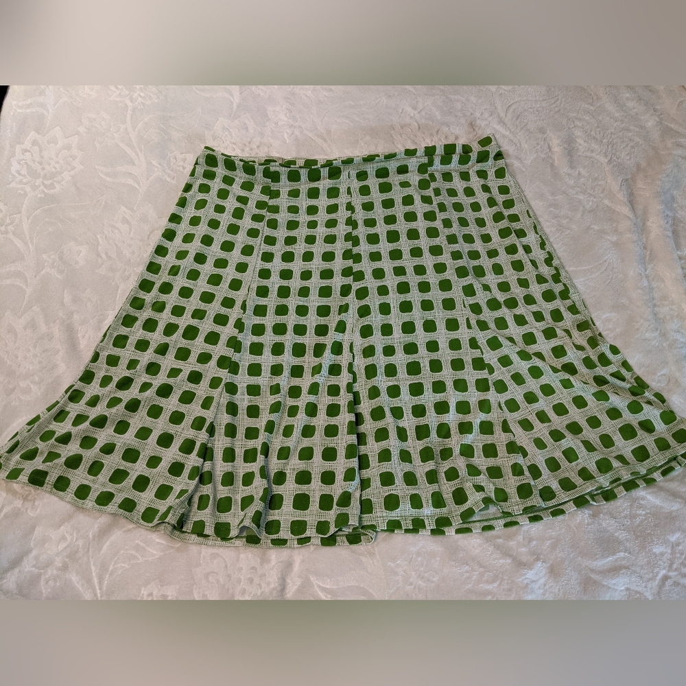Green squares midi skirt